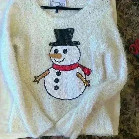 Derek Heart super soft winter white snow man sweater size L - Picture 1 of 4